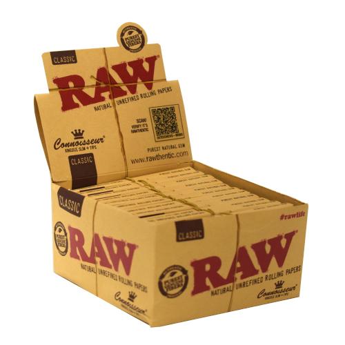 Wholesale - RAW Classic Connoisseur King size Slim Rolling Papers - Pack of 24 - theno1plugshop