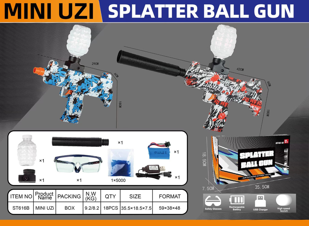 Splatter Ball Gel Gun MINI UZI